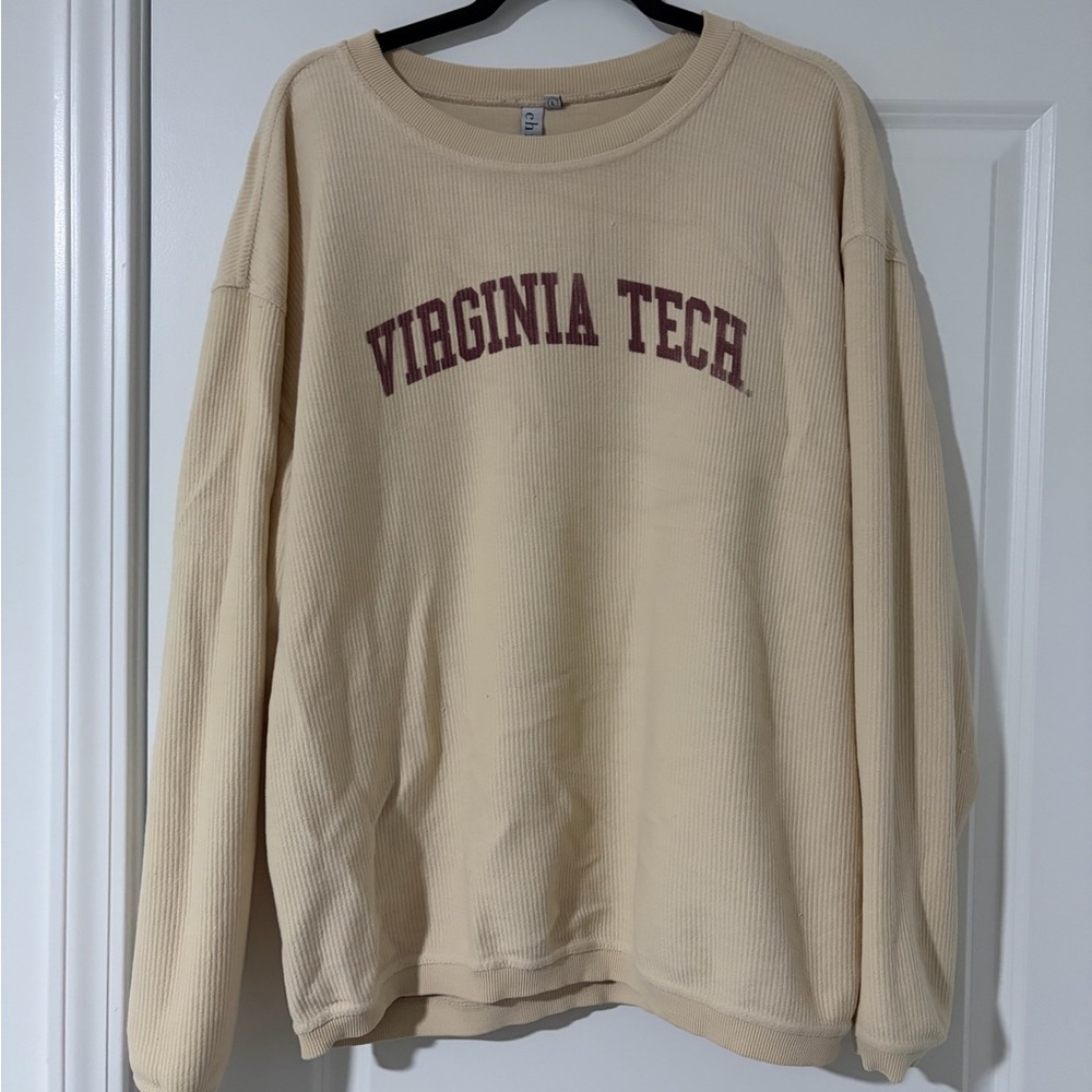 Virginia Tech Cream Thermal Crewneck Sweatshirt